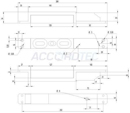 ML-1200N2 c герконом Электромагнитный замок сдвиговый ACCORDTEC, 1200 кг, врезной